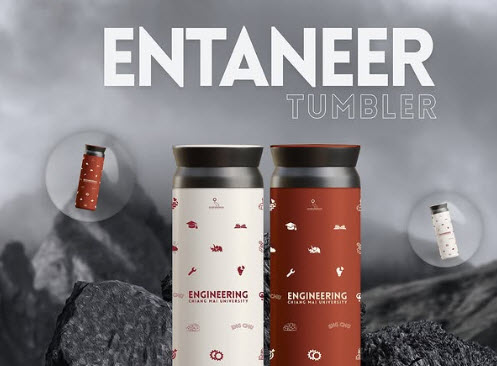 Content Entaneer Shop สนับสนุนการใช้กระบอกน้ำแทนการใช้แก้วพลาสติกและกระดาษ รวมไปถึงการสนับสนุนการใช้ถุงผ้า